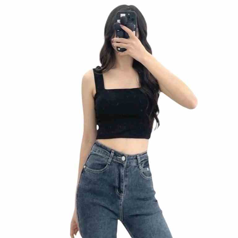 [Mã BMLTA35 giảm đến 35K đơn 99K] Áo 2 dây croptop kèm đệm ngực dây bản to Nineteen