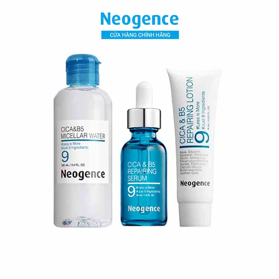 Bộ sản phẩm phục hồi và tái tạo da B5 Neogence CICA&B5 Repairing combo- 3 sản phẩm