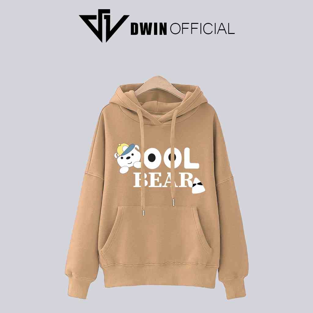 Áo hoodie Bear nỉ unisex DWIN basic nam nữ form rộng oversize local brand SP00062