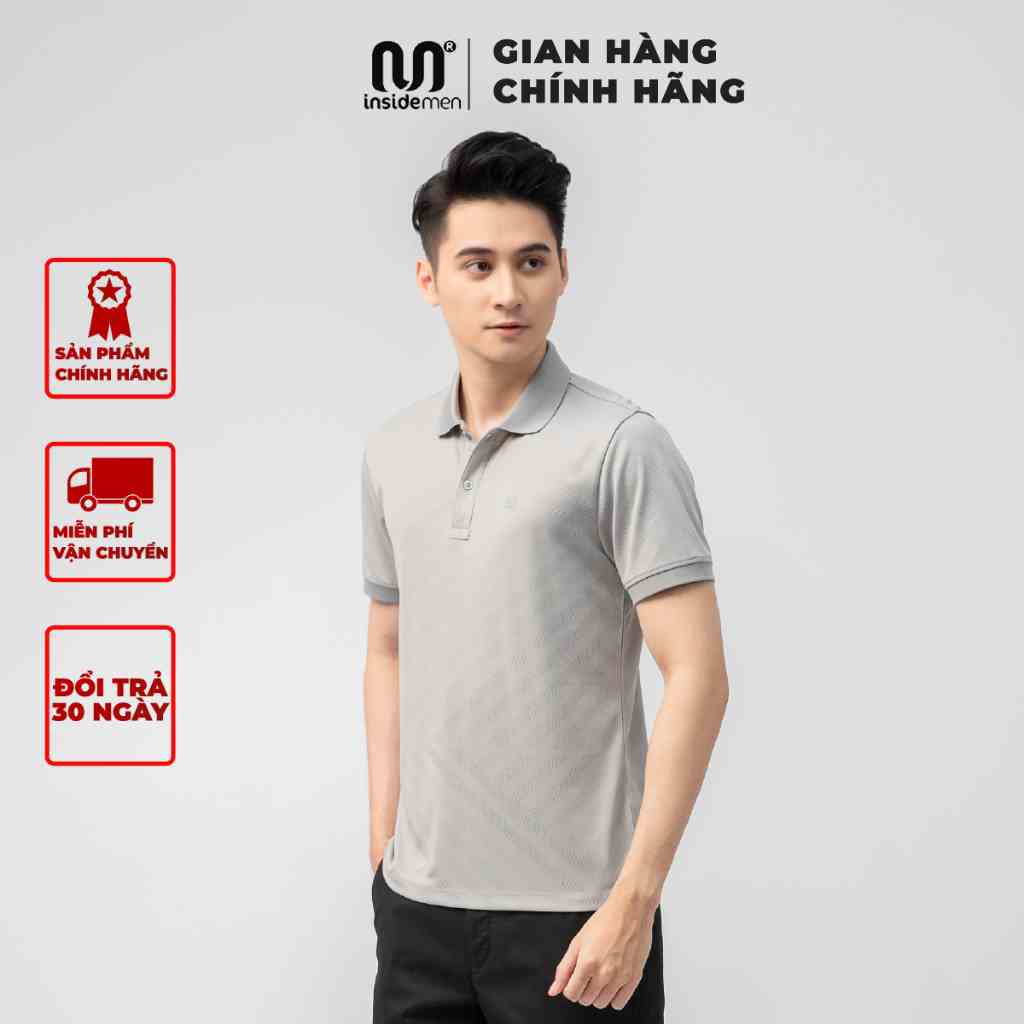 Áo polo nam INSIDEMEN cao cấp cổ đức hai cúc chỉn chu dệt Jacquard bo viền tay áo tạo sự tinh tế IPS007S1