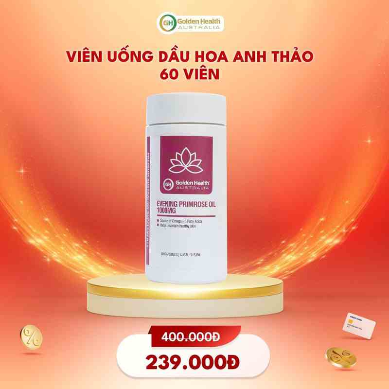 [GOLDEN HEALTH] Viên uống tinh dầu hoa anh thảo Everning Primrose – cân bằng horrmone và sắc đẹp phụ nữ (60 viên)