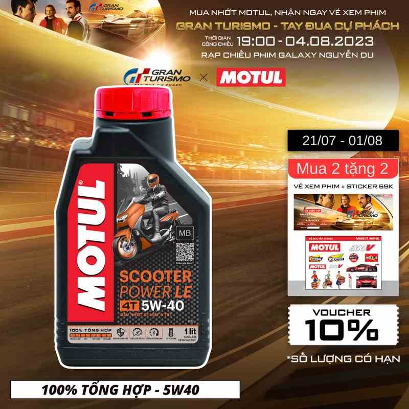 [Mã BMLTB35 giảm đến 35K đơn 99K] Dầu nhớt xe tay ga MOTUL SCOOTER POWER LE 4T 5W40 1L