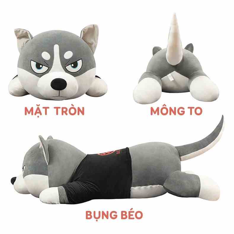 Gấu Bông Chó Husky Nhồi Bông Hàng Cao Câp Mặt Ngáo Siêu To Khổng Lồ Dễ Thương Babi Mama G02