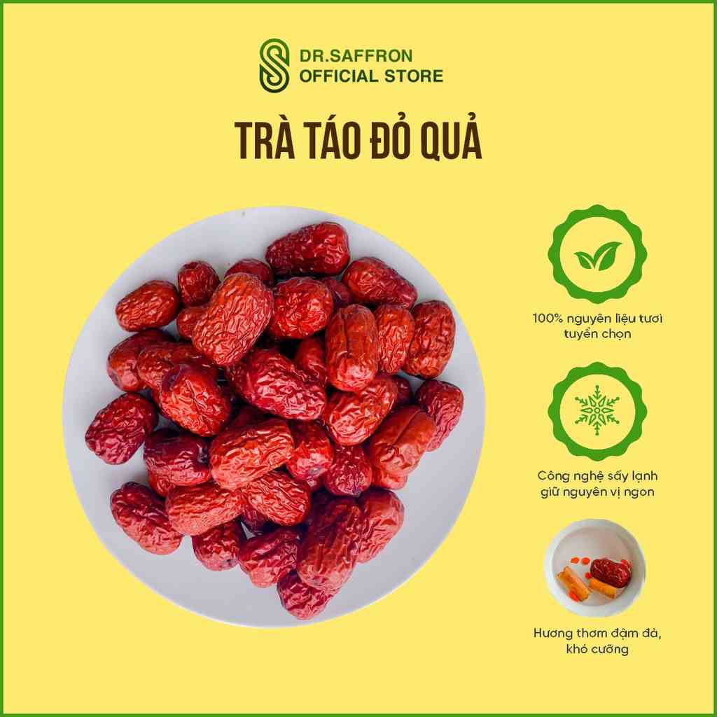 [Gift] Táo đỏ Hàn Quốc sấy khô Saffron Việt Nam loại quả to đặc biệt gói 100gr