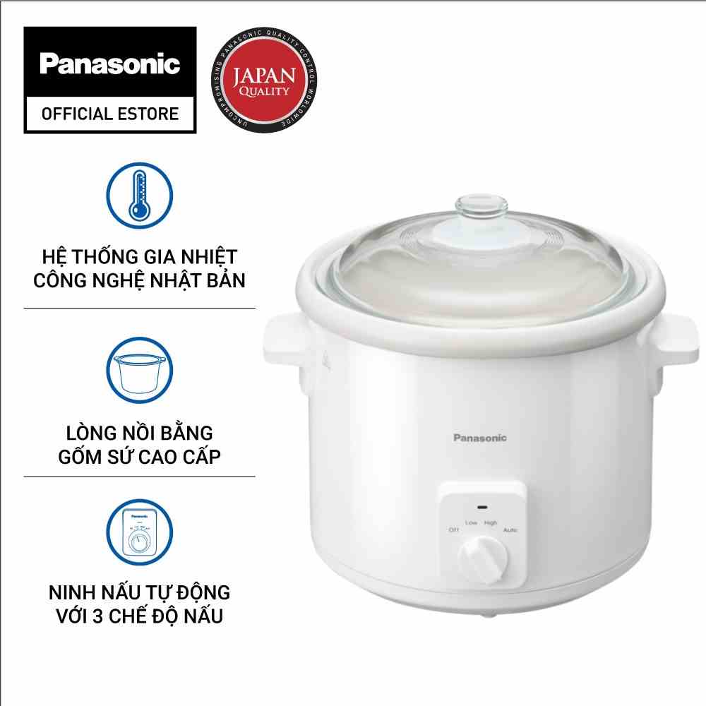 Nồi Nấu Chậm Ninh Hầm Đa Năng Panasonic NF-N51AWRA - Dung tích 5L - Lòng nồi gốm sứ