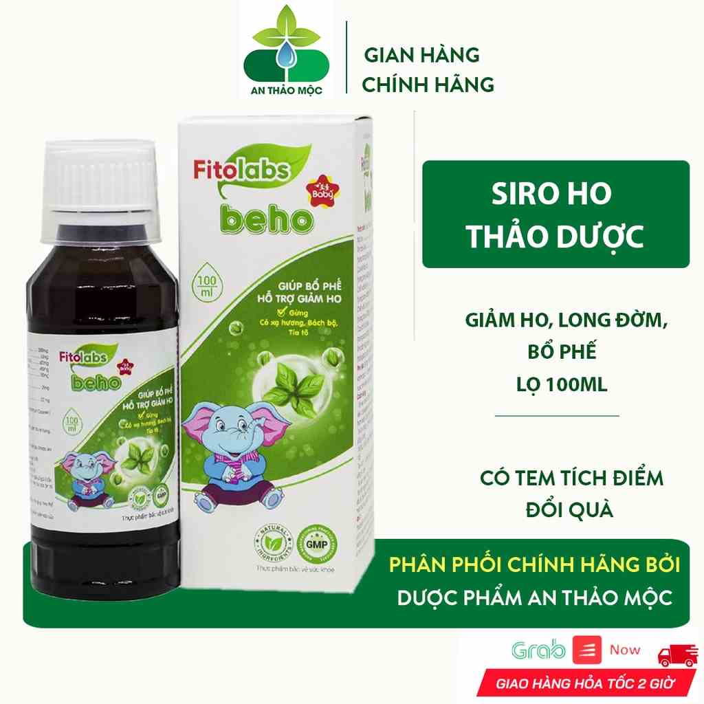 Siro Ho Thảo Dược Fitolabs Beho Giúp Bé Giảm Ho Long Đờm Rát Họng Bổ Phế Tăng Đề Kháng Đường Hô Hấp.Chai 100ml