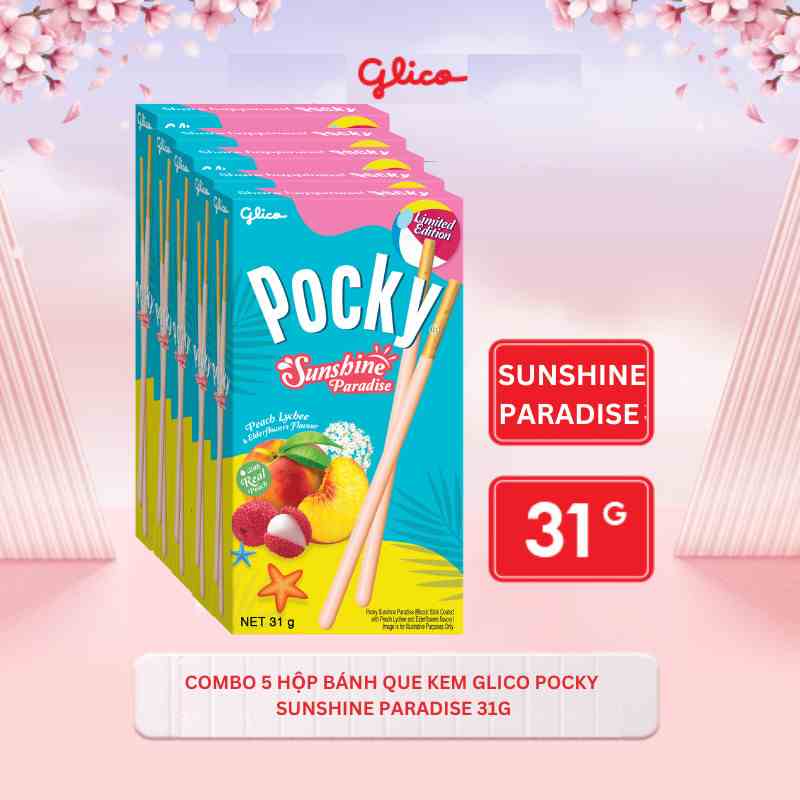 [Mã BMLTB35 giảm đến 35K đơn 99K] COMBO 5 HỘP BÁNH QUE POCKY HƯƠNG MÙA HÈ 31G