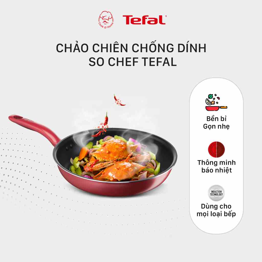 [Mã BMLTA35 giảm đến 35K đơn 99K] Chảo chống dính Tefal So Chef dùng cho bếp từ 21cm / 24cm / 28cm- Bảo hành 2 năm