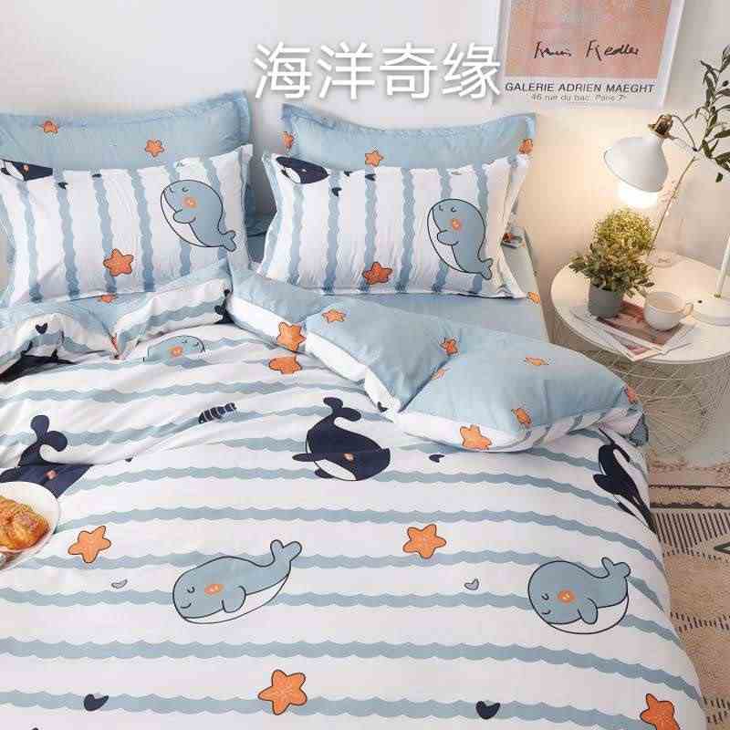 Bộ chăn ga gối Cotton Poly Bo Decor Cá heo vỏ chăn mền drap giường và 2 vỏ gối