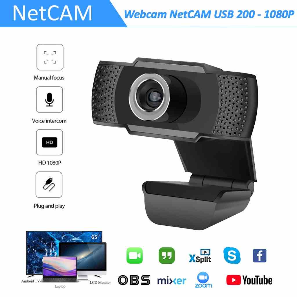 Webcam NetCAM USB 200 Độ phân giải 1080P - Hãng phân phối chính thức