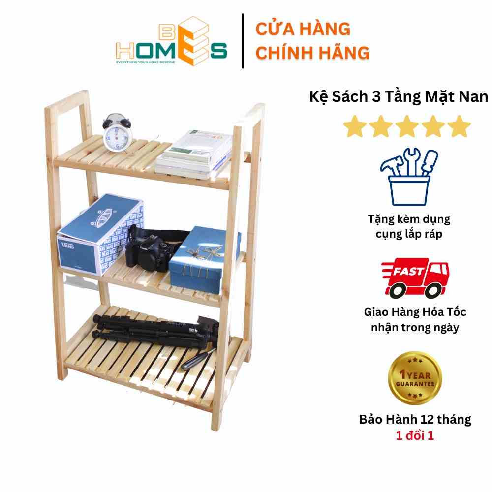 [Mã BMLTB35 giảm đến 35K đơn 99K] Hỏa Tốc Kệ sách Behomes 3 Tầng mặt nan