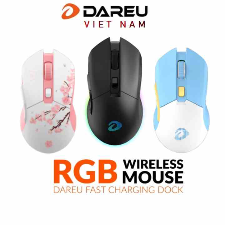 [Mã ELCL7 giảm 7% đơn 300K] Chuột Gaming không dây Dareu EM901X RGB - SUPERLIGHT, Kèm dock sạc