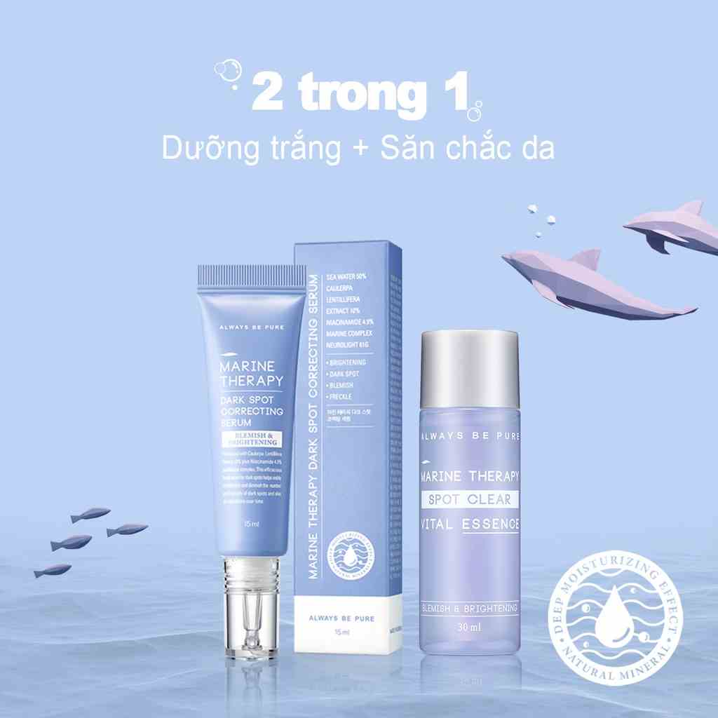 Bộ sản phẩm sáng da Always Be Pure Marine Therapy Spot Clear Vital Essence 30ml + Dark Spot Correcting Serum 15ml