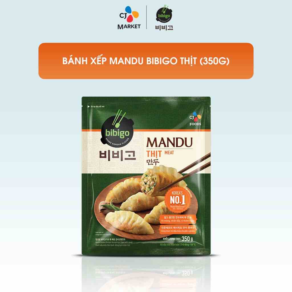 [Mã BMLTA35 giảm đến 35K đơn 99K] [HCM] Bánh xếp Mandu Hàn Quốc Bibigo - nhân Thịt 350g