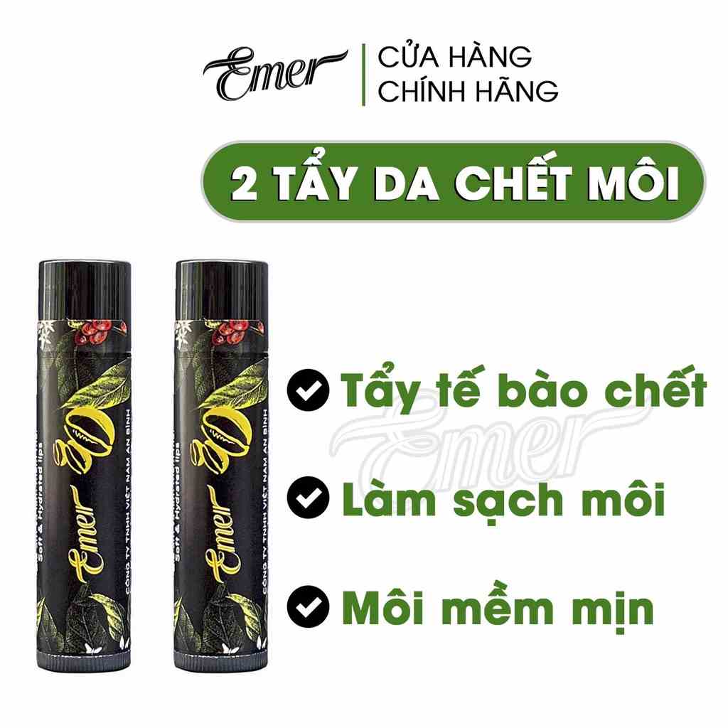 [Mã BMLTB35 giảm đến 35K đơn 99K] Bộ 2 cây tẩy tế bào chết môi cà phê dừa Emer Garin son dưỡng môi mềm mịn 5g x2