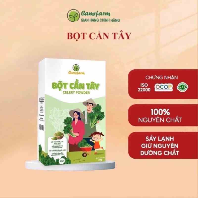 Bột Cần Tây Nguyên Chất CAMIFARM Hỗ Trợ Giảm Cân Túi 80G, Thanh Lọc Cơ Thể Nguyên Chất 100%