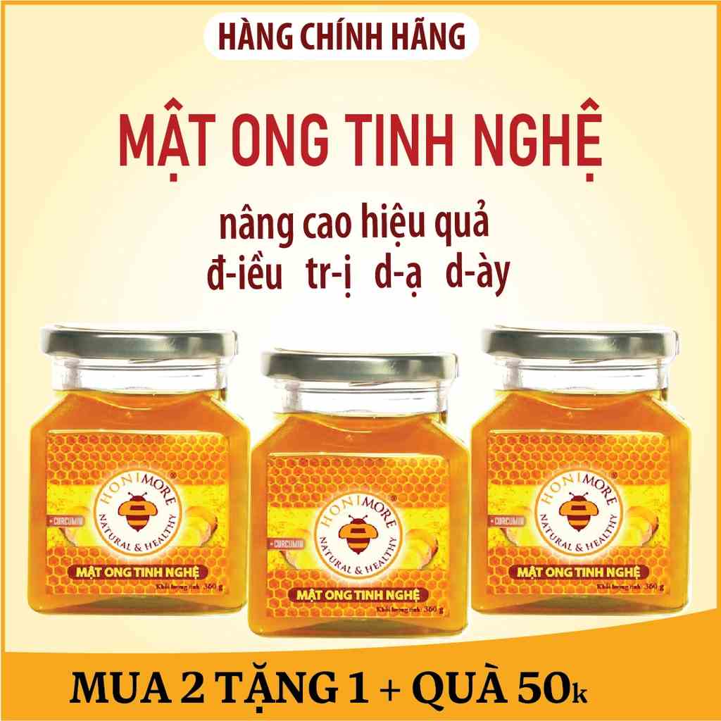 Combo mua 2 tặng 1 Mật ong rừng tinh nghệ Honimore 360g - giúp hỗ trợ cải thiện tiêu hoá