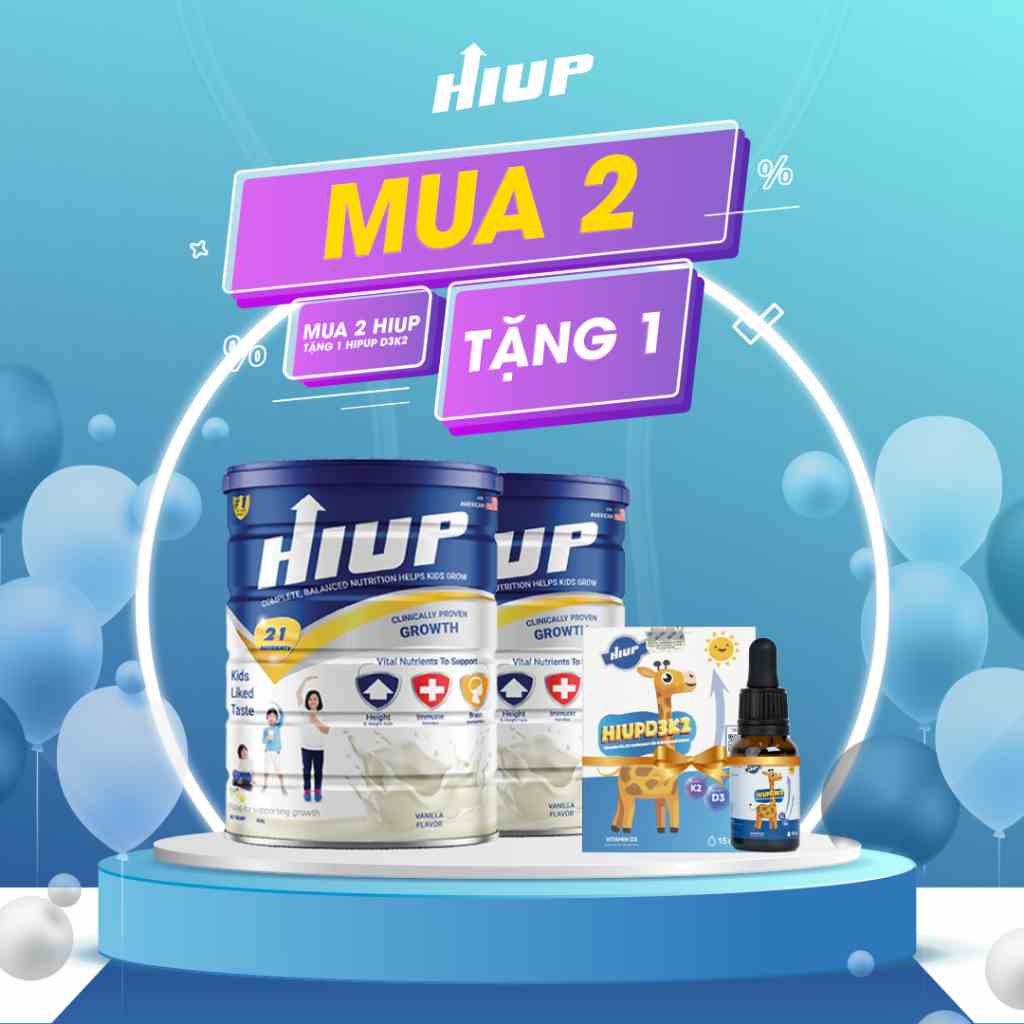 Combo 2 hộp sữa bột HIUP tăng chiều cao cho trẻ từ 2 đến 15 tuổi