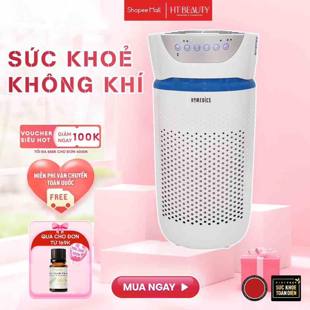 Máy lọc không khí Homedics Mỹ AP T20 HT Beauty - Mỹ Màng lọc HEPA, Phòng 45m2 [Có Tem Chống Hàng Giả]