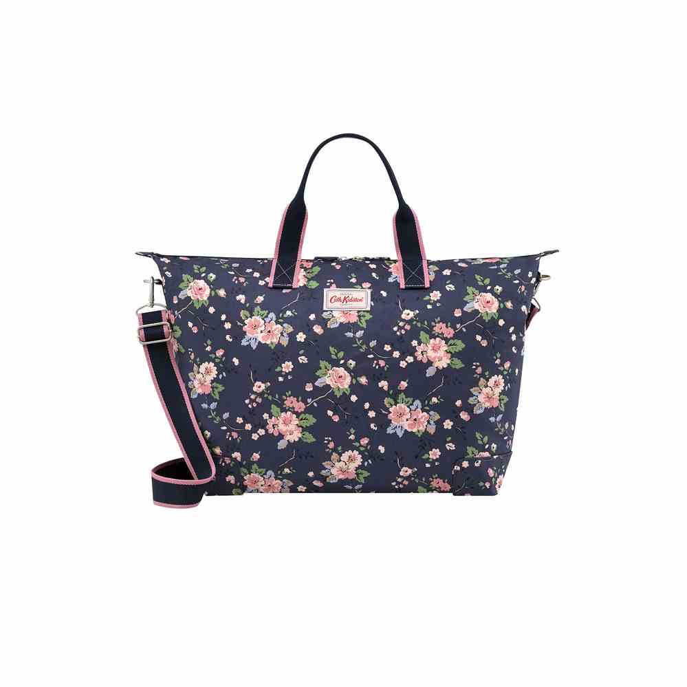 Cath Kidston - Túi du lịch Foldaway Holiday Bag Trailing Rose-1029994-Navy