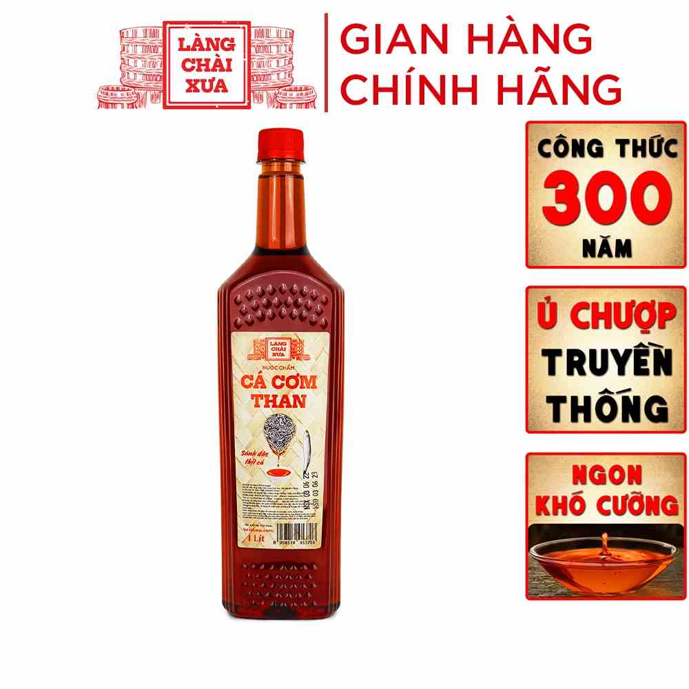 Nước Chấm Cá Cơm Than Làng Chài Xưa chai nhựa cao cấp 1 lít/chai Đặc Biệt Thanh Dịu An toàn Tiết Kiệm