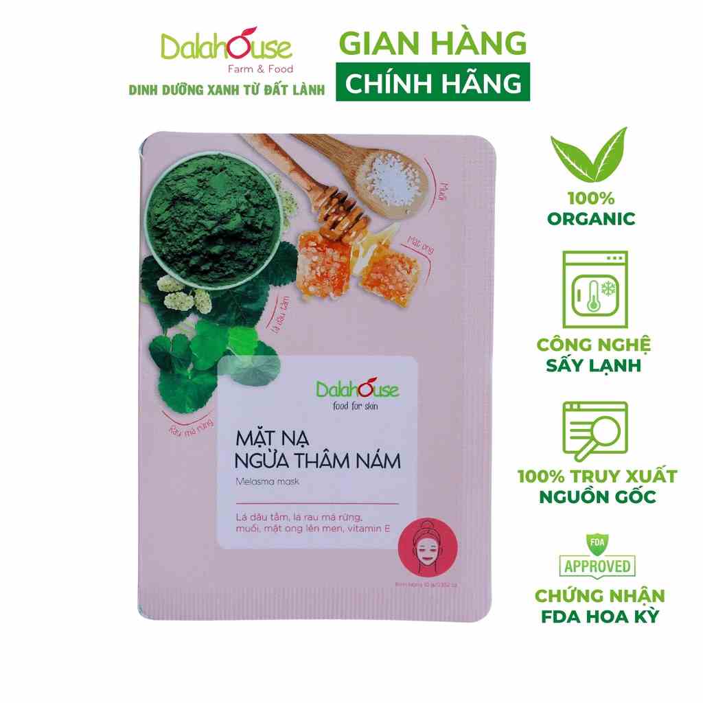 Mặt nạ ngừa thâm nám Dalahouse giúp mờ thâm nám, tái tạo tế bào mới, trắng da tự nhiên gói 10 gr