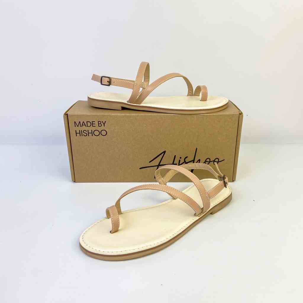 Giày Sandal đi học Nữ Xỏ Ngón Thời Trang biển Quai hậu Chéo Dây Mảnh Cao Cấp Hishoo Có Bigsize S020