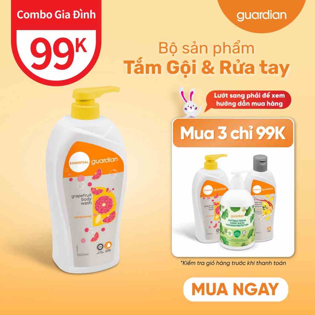 Sữa Tắm Tươi Mát Guardian Essential Grapefruit Refreshing Body Wash Chiết Xuất Bưởi 1000ml