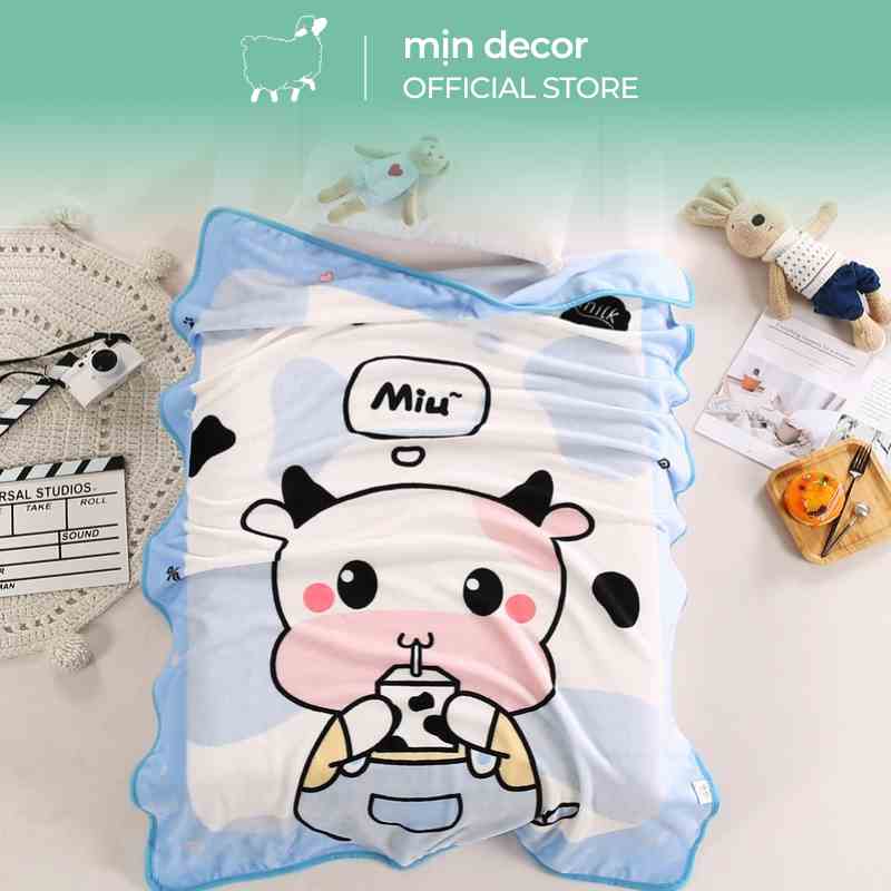 Chăn nhung tuyết mềm mịn cho bé Mịn Decor, chăn lông mỏng đắp văn phòng họa tiết dễ thương