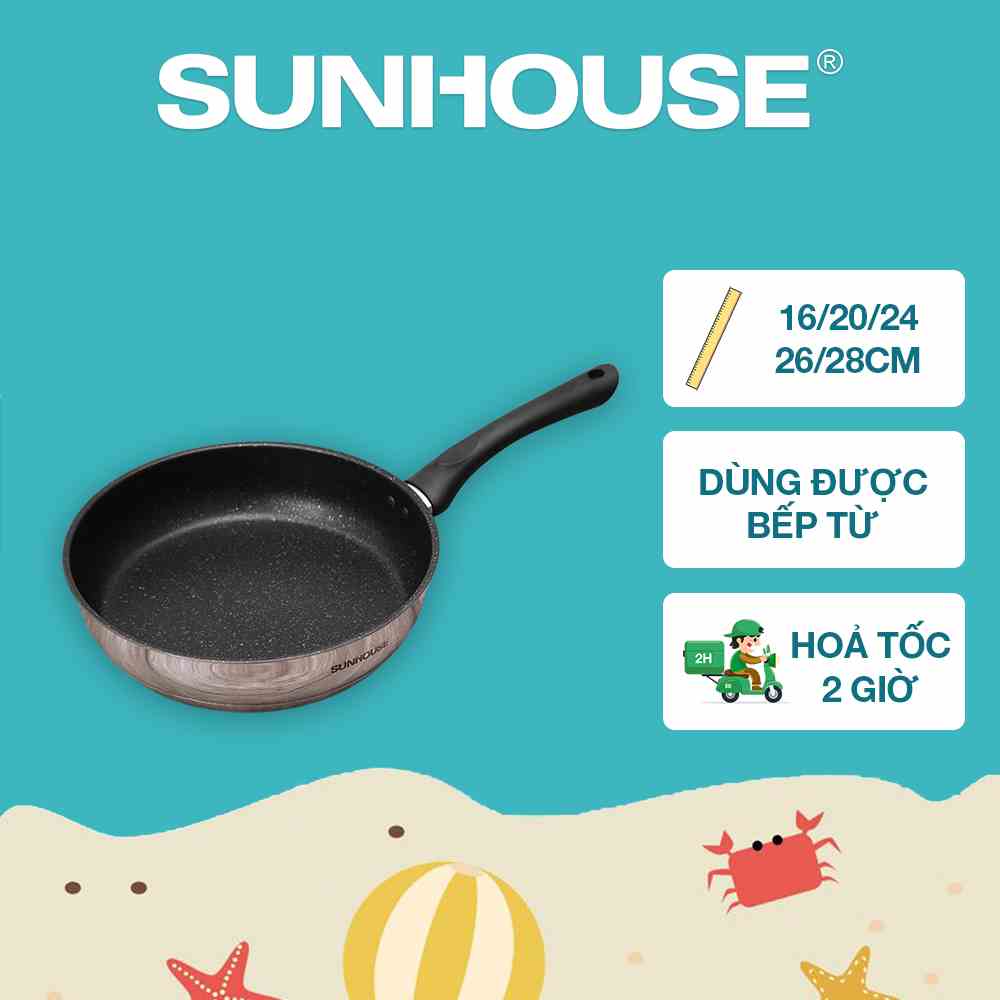 Chảo cạn Inox 5 đáy SUNHOUSE IN16M4/IN20M4/IN24M4/IN26M4/IN28M4