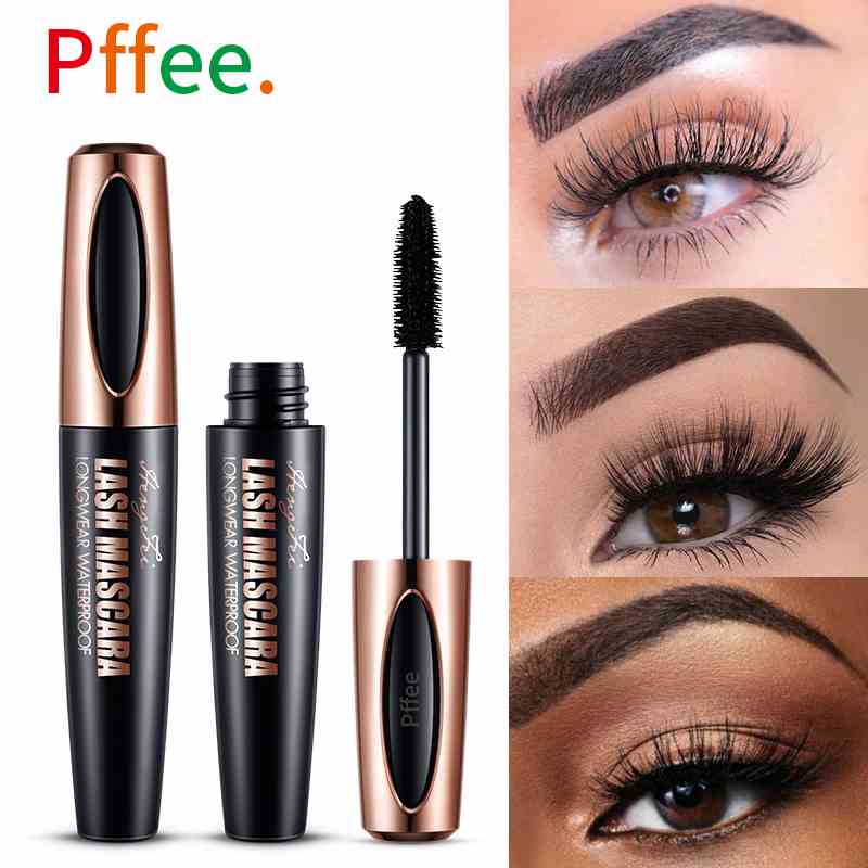 10ML Mascara đen sợi tơ 4D pffee chuốt mi dài và dày trang điểm chống nước nhanh khô