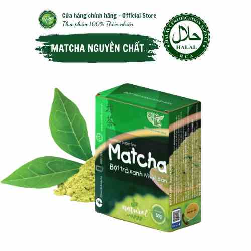 Halal Bột Matcha Trà xanh Nhật Bản ONELIFE nguyên chất hòa tan uống liền giảm cân, không đường - Hộp 50gr