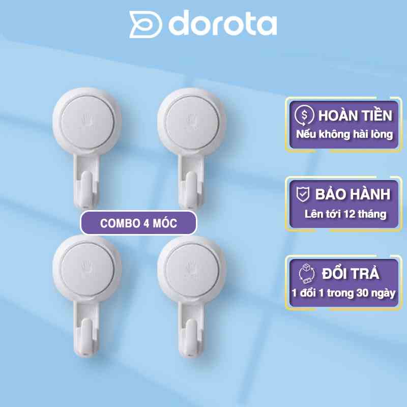 Combo 4 móc dán tường siêu dính cao cấp DOROTA chịu lực 5kg miếng treo có khả năng chống nước AW553X2