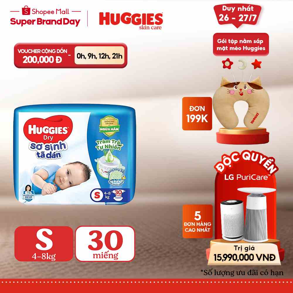 Tã dán sơ sinh Huggies S30 (4kg - 8kg) - Gói 30 miếng :S30