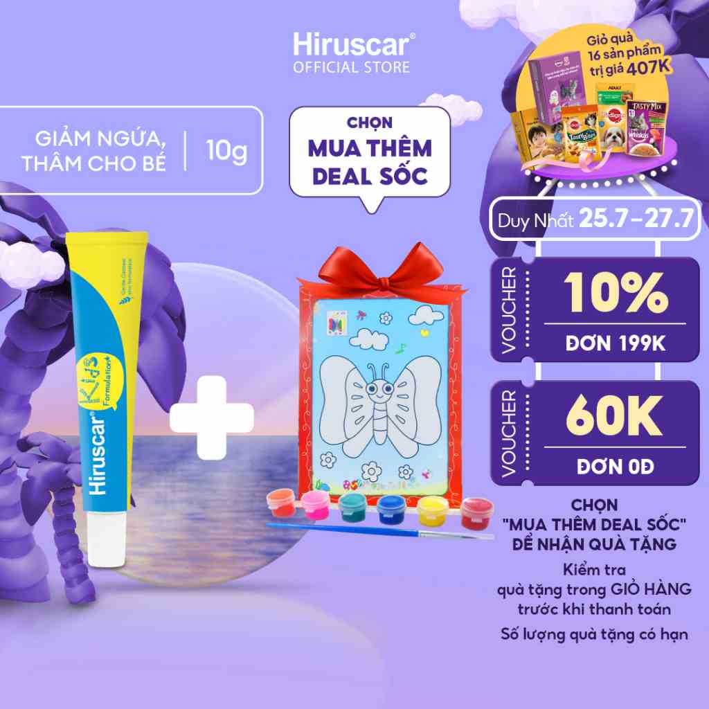 Gel cải thiện sẹo và vết thâm ngứa trẻ em Hiruscar Kids 10g