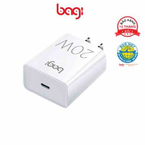 [Mã BMLTB35 giảm đến 35K đơn 99K] Củ sạc nhanh Bagi 20W Type-C cho iPhone PD CE-PD20 Bảo hành 12 tháng 1 ĐỔI 1