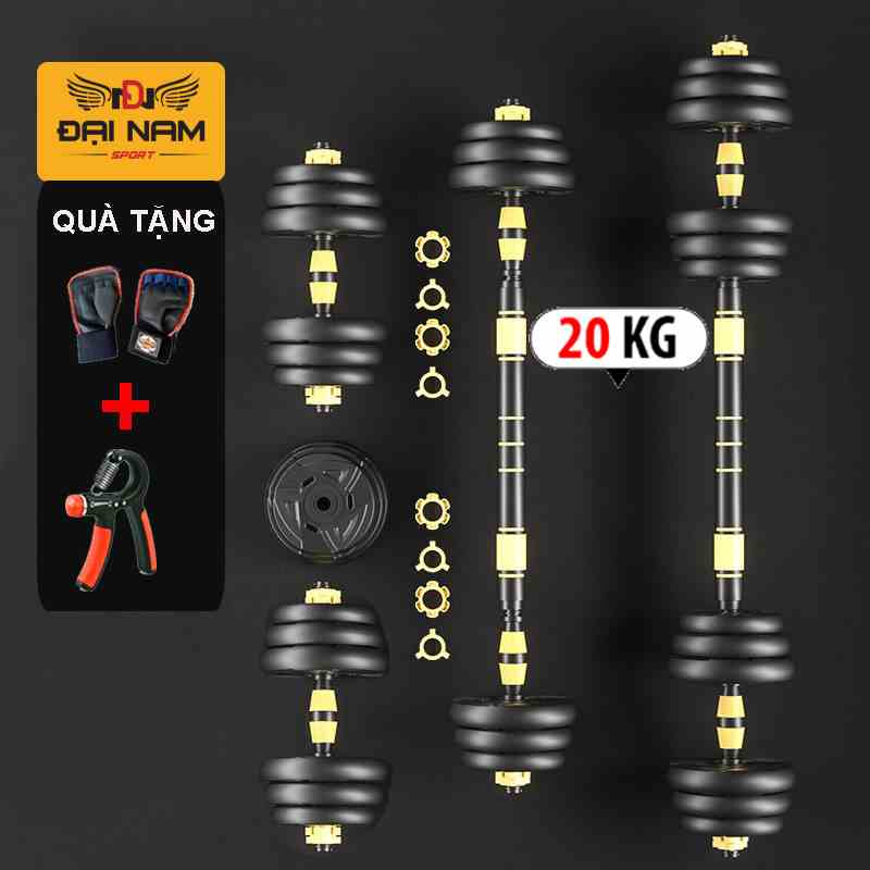 Bộ Tạ Tay Đa Năng Điều Chỉnh 3 In 1 (20kg) Thế Hệ Mới Đại Nam Sport + Tặng Găng Tay,Kìm Bóp