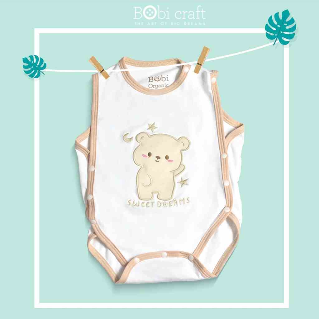 Quần áo trẻ em Bobicraft - Bộ đồ liền thân bodysuit Romper bỉm gấu cho bé trai bé gái - Cotton hữu cơ organic an toàn