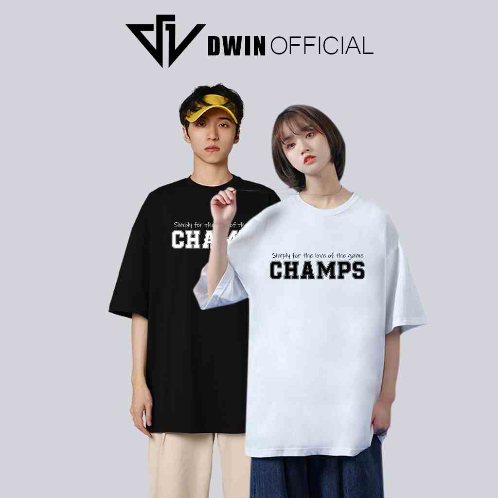 Áo thun unisex champs thời trang Dwin basic tee phông trơn nam nữ tay lỡ oversize form rộng