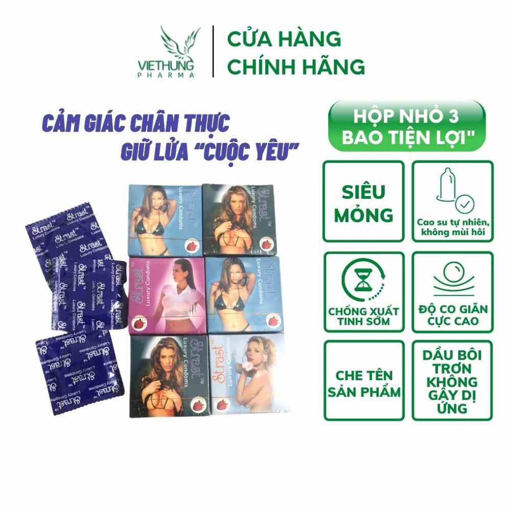 Bao Cao Su Gia Đình Siêu Mỏng, Bổ Sung Nhiều Gel Bôi Trơn VietHung Pharma Hộp 3 Chiếc