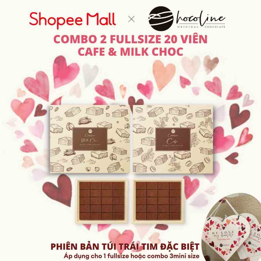 [Mã BMLTB200 giảm đến 100K đơn 499K] Socola Tươi Nama Nguyên Chất Chocoline Vị Cafe, Milk Choc- Combo 2 hộp 20V