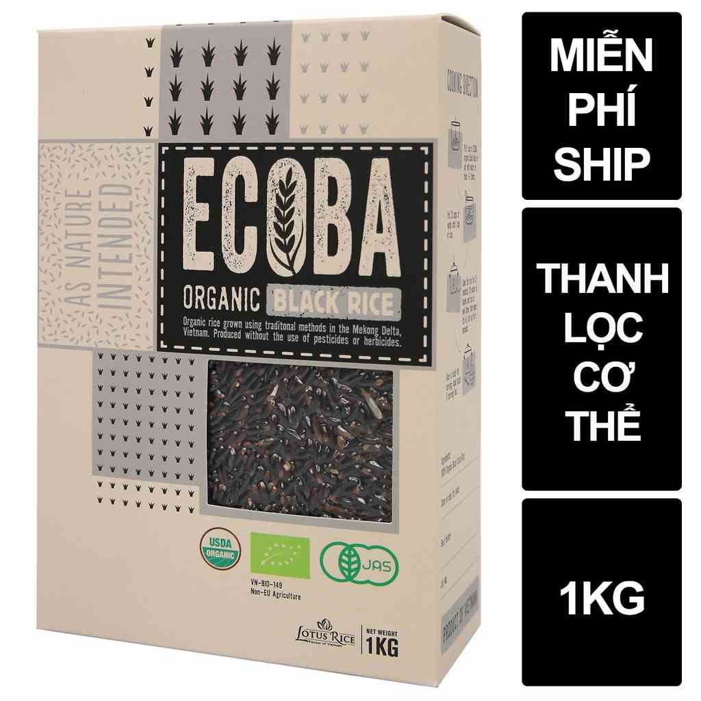 [Mã BMLTB35 giảm đến 35K đơn 99K] Gạo lứt đen hữu cơ cao cấp/ECOBA Huyền Mễ 1kg