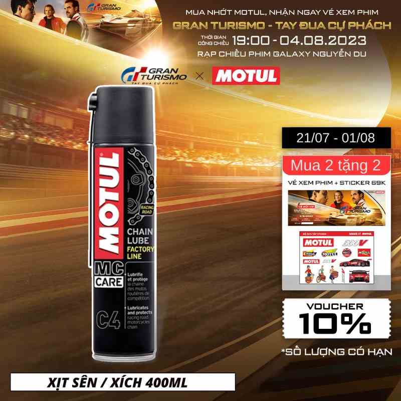 [Mã BMLTB35 giảm đến 35K đơn 99K] Xịt sên / xích MOTUL C4 CHAIN LUBE Factory Line 0.4L