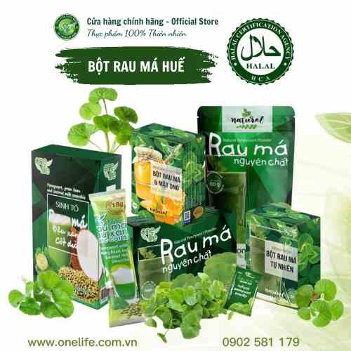 Halal Bột Rau Má Sấy Lạnh Tổng hợp OneLife hòa tan uống liền 100% nguyên chất, giảm cân, không đường