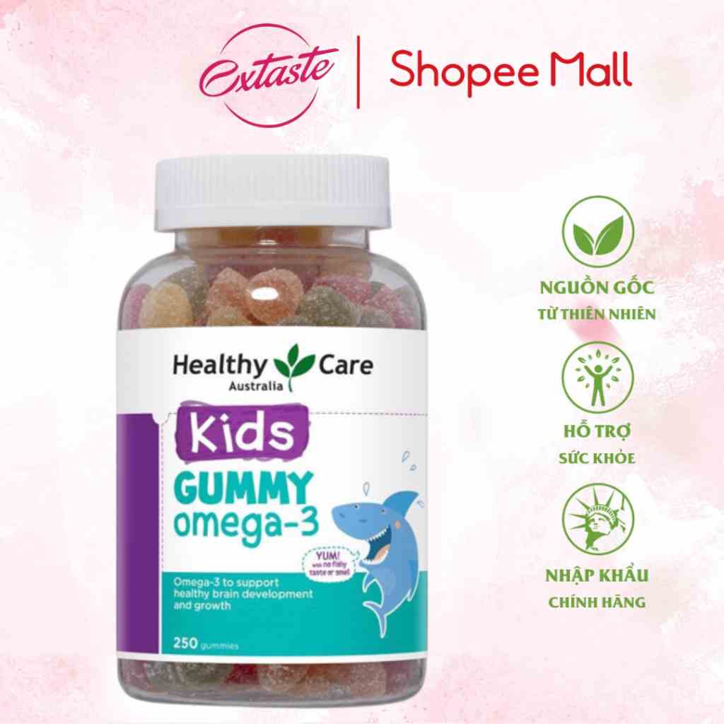 Kẹo dẻo bổ mắt Healthy Care Kids Gummy Omega 3 phát triển trí não cho trẻ từ 2 tuổi 250 viên