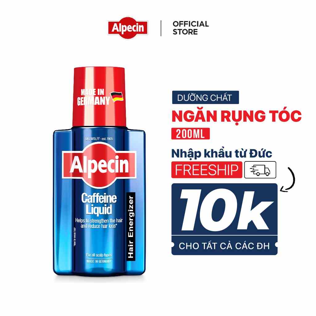 Tinh chất ngăn rụng tóc Caffeine Alpecin Liquid 200ml giảm rụng tóc, kích thích mọc tóc chắc khỏe cho nam - Hair Tonic