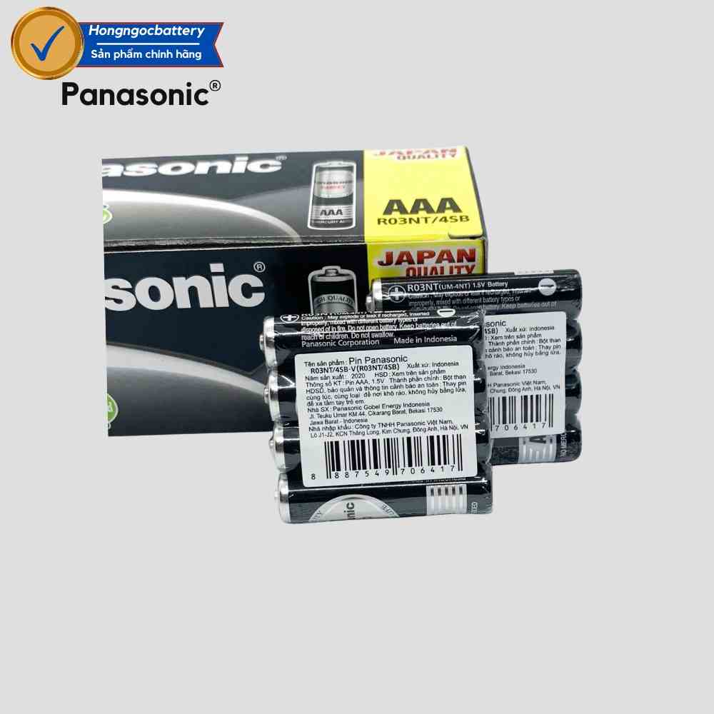 Bộ 8 Pin AAA 1,5V Panasonic Không chì ( R03NT/2S x 4 Vỉ ) Không chảy nước - Hàng chính hãng