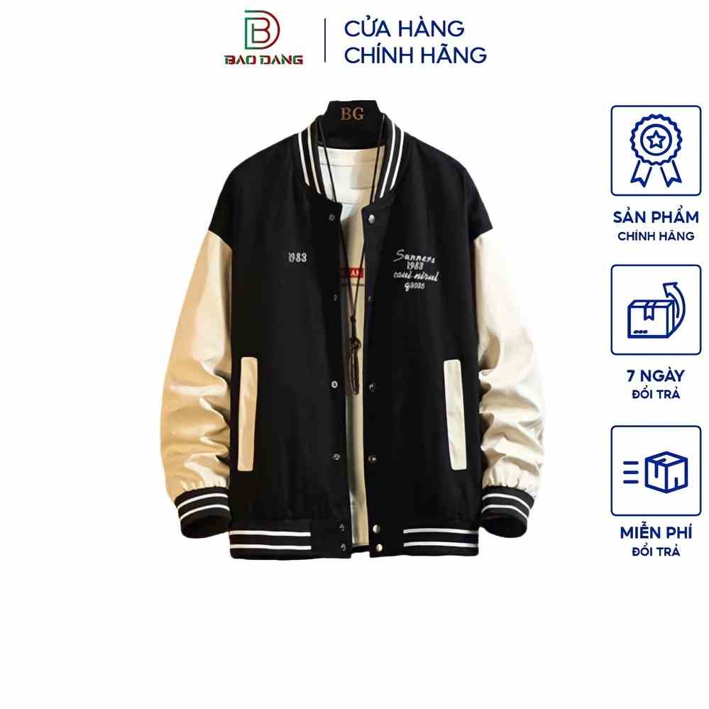 Áo khoác dù bomber nam nữ unisex họa tiết thêu 1983 cao cấp vải dù 2 lớp Bảo Đăng.