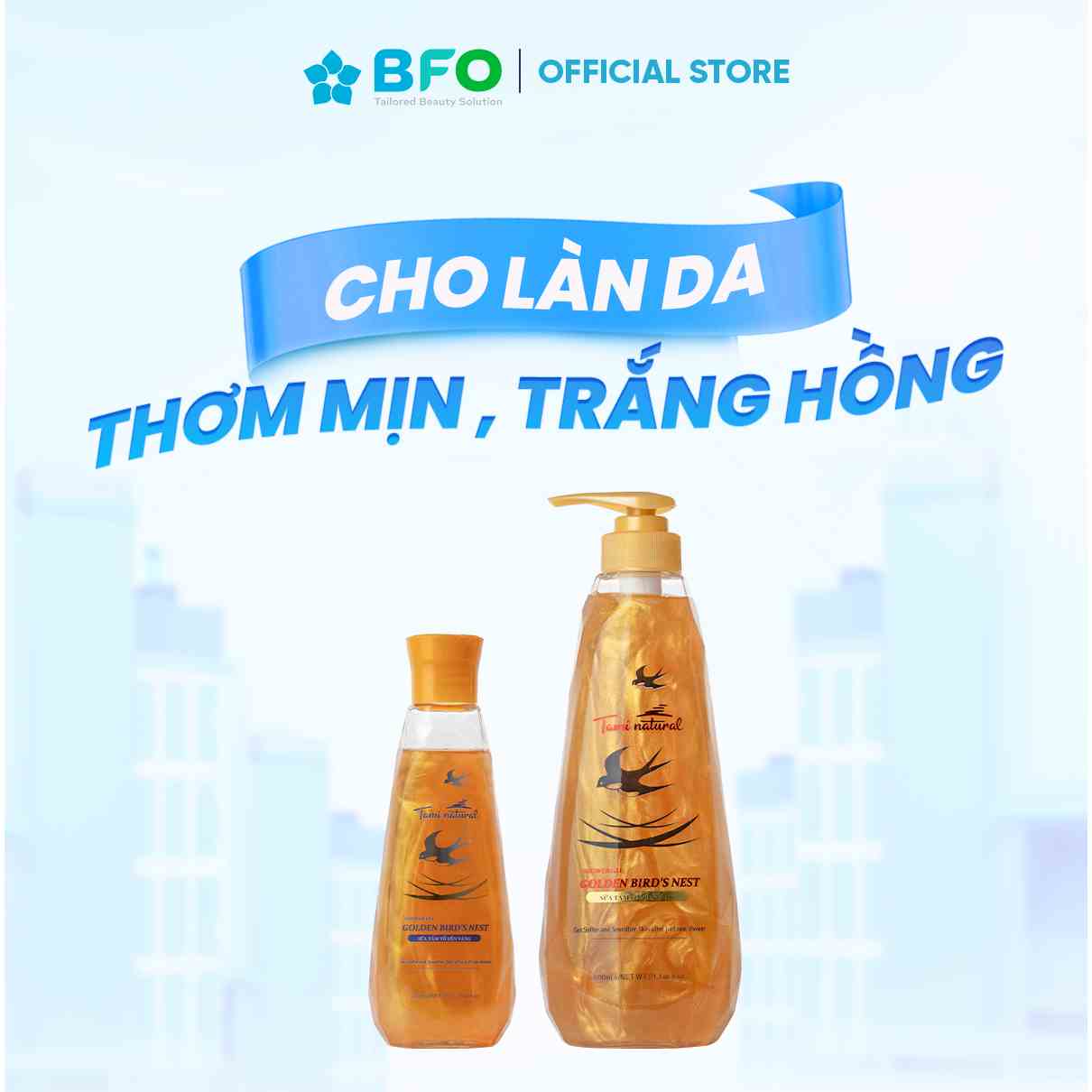 Sữa Tắm Dưỡng Trắng Tổ Yến Vàng Tami Natural Dịu Nhẹ Dưỡng Ẩm Và Làm Sáng Da Dung Tích 260ml/600ml