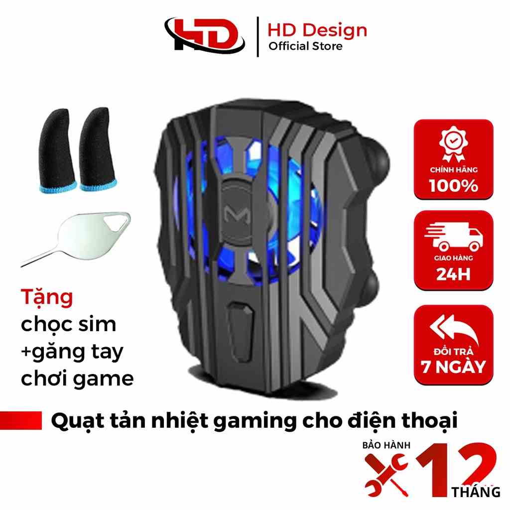 Quạt Tản Nhiệt Gaming Cho Điện Thoại FL01 - Có LED RGB - Chính Hãng HD DESIGN